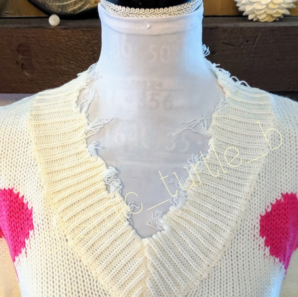 New Heart  Embellished Off Shoulder Knit Sweater - Picture 6 of 8